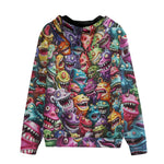 Men's Zip Up Hoodie Colorful Cartoon Monsters