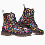 Leather Boots Colorful Cartoon Monsters