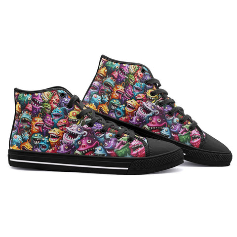 High-Top Canvas Shoes Colorful Cartoon Monsters