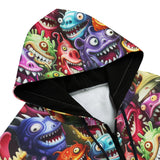 Men's Zip Up Hoodie Colorful Cartoon Monsters