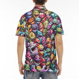 Men's Polo Shirt Colorful Cartoon Monsters