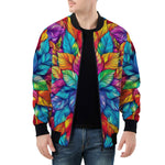 Bomber Jacket Vibrant Colorful Leaves