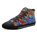 High-Top Canvas Shoes Vibrant Colorful Leaves