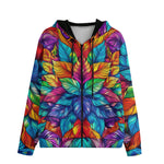 Men's Zip Up Hoodie Vibrant Colorful Leaves