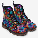 Leather Boots Vibrant Colorful Leaves