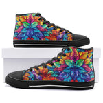 High-Top Canvas Shoes Vibrant Colorful Leaves