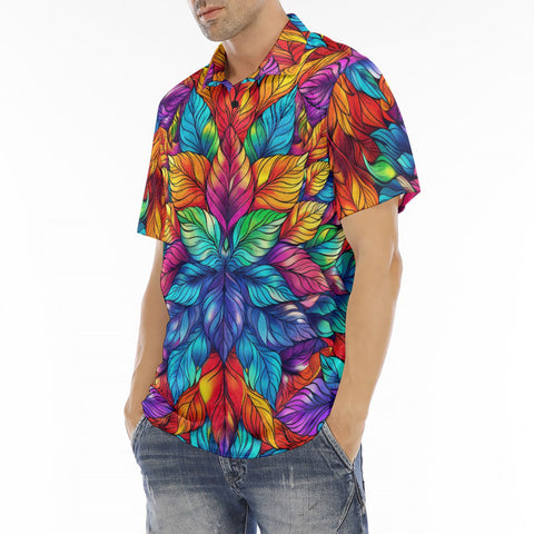 Men's Polo Shirt Vibrant Colorful Leaves
