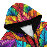 Men's Zip Up Hoodie Vibrant Colorful Leaves