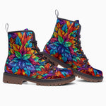 Leather Boots Vibrant Colorful Leaves