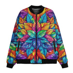 Bomber Jacket Vibrant Colorful Leaves