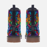 Leather Boots Vibrant Colorful Leaves