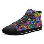 High-Top Canvas Shoes Colorful Kaleidoscop Leaves