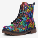 Leather Boots Colorful Kaleidoscop Leaves