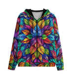 Men's Zip Up Hoodie Colorful Kaleidoscop Leaves