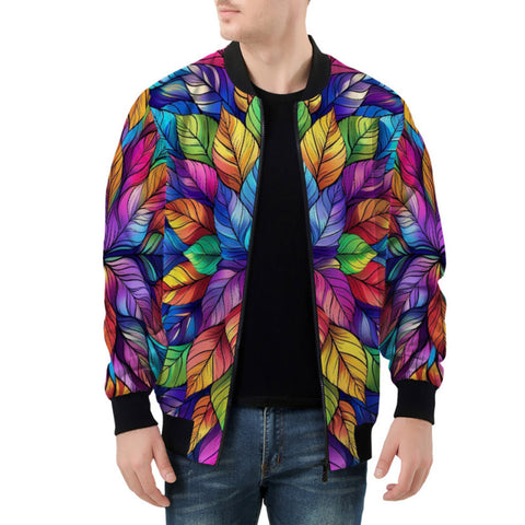 Bomber Jacket Colorful Kaleidoscop Leaves