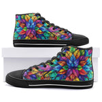 High-Top Canvas Shoes Colorful Kaleidoscop Leaves