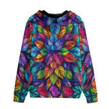 Men's Zip Up Hoodie Colorful Kaleidoscop Leaves