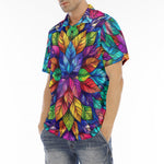 Men's Polo Shirt Colorful Kaleidoscop Leaves