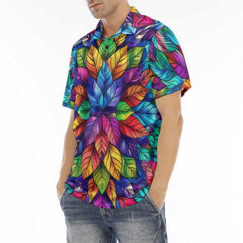 Men's Polo Shirt Colorful Kaleidoscop Leaves