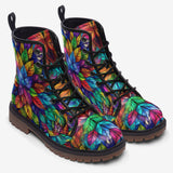 Leather Boots Colorful Kaleidoscop Leaves