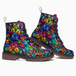 Leather Boots Colorful Kaleidoscop Leaves