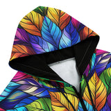 Men's Zip Up Hoodie Colorful Kaleidoscop Leaves