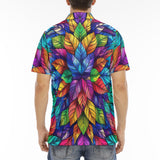Men's Polo Shirt Colorful Kaleidoscop Leaves