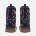 Leather Boots Colorful Kaleidoscop Leaves