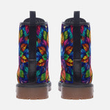 Leather Boots Colorful Kaleidoscop Leaves