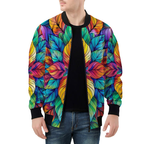 Bomber Jacket Colorful Floral Pattern
