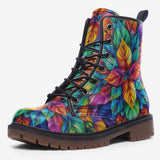 Leather Boots Colorful Floral Pattern