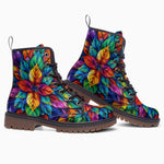 Leather Boots Colorful Floral Pattern