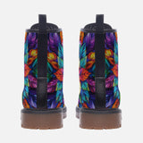 Leather Boots Colorful Floral Pattern