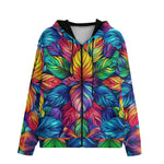 Men's Zip Up Hoodie Vibrant Rainbow Leaves