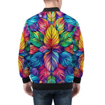 Bomber Jacket Vibrant Rainbow Leaves