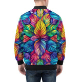 Bomber Jacket Vibrant Rainbow Leaves