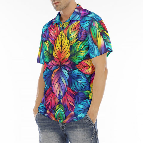 Men's Polo Shirt Vibrant Rainbow Leaves