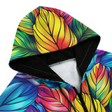 Men's Zip Up Hoodie Vibrant Rainbow Leaves