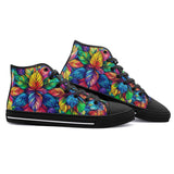 High-Top Canvas Shoes Vibrant Rainbow Leaves