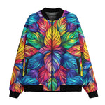 Bomber Jacket Vibrant Rainbow Leaves