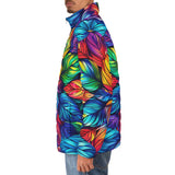 Down-Padded Puffer Jacket Vibrant Rainbow Leaves