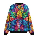 Bomber Jacket Vibrant Rainbow Leaves