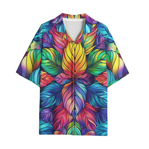 Hawaiian Shirt Vibrant Rainbow Leaves