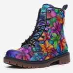 Leather Boots Colorful Leaves