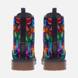 Leather Boots Colorful Leaves