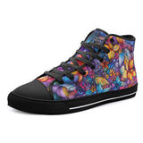 High-Top Canvas Shoes Vibrant Colorful Leaves