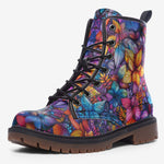 Leather Boots Vibrant Colorful Leaves