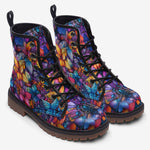 Leather Boots Vibrant Colorful Leaves