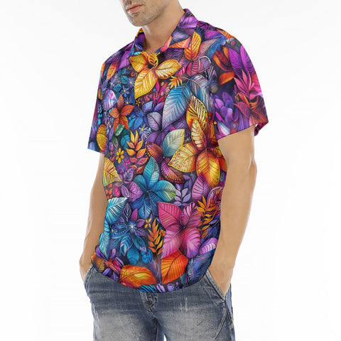 Men's Polo Shirt Vibrant Colorful Leaves
