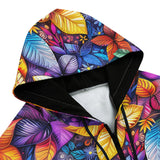 Men's Zip Up Hoodie Vibrant Colorful Leaves